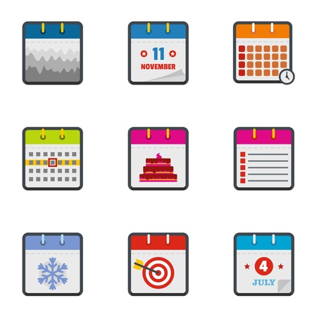Almanac icons set. flat set of 9 almanac vector icons for web isolated on white backgroundのイラスト素材