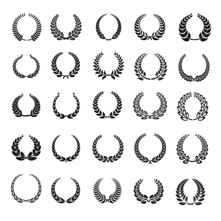 Laurel wreath icons set. Simple illustration of 25 laurel wreath vector icons for web.のイラスト素材