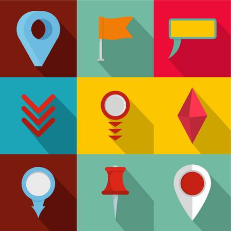 Point on map icons set. flat set of 9 point on map vector icons for web isolated on backgroundのイラスト素材