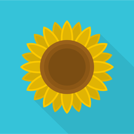 Ripe sunflower icon. Flat illustration of ripe sunflower vector icon for webのイラスト素材