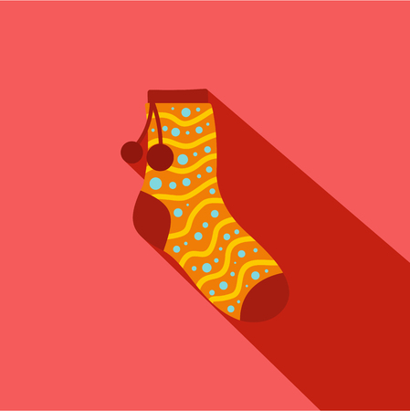 Flat illustration of sock with pompon vector icon for webのイラスト素材