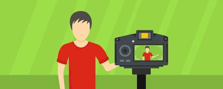 Flat illustration of broadcasting vector banner for webのイラスト素材