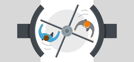 Flat illustration of turning door vector banner for webのイラスト素材