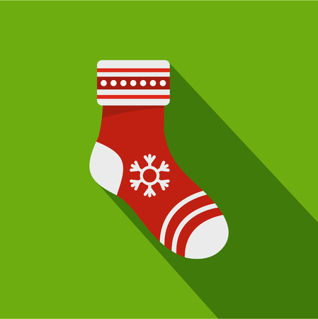 Christmas sock icon. Flat illustration of christmas sock vector icon for webのイラスト素材