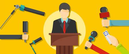 Interview banner. Flat illustration of interview vector banner for webのイラスト素材