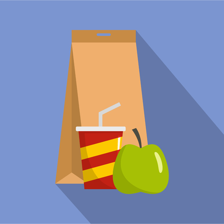 Packed lunch icon. Flat illustration of packed lunch vector icon for webのイラスト素材
