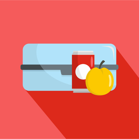 Plastic lunchbox icon. Flat illustration of plastic lunchbox vector icon for webのイラスト素材