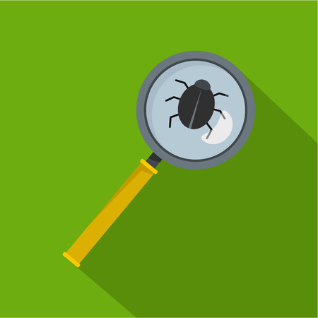 Virus under glass icon. Flat illustration of virus under glass vector icon for webのイラスト素材