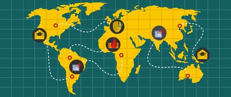 World hacking banner. Flat illustration of world hacking vector banner for web