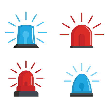 Flasher siren red and blue icons set. Realistic illustration of 4 flasher siren red and blue icons for webのイラスト素材