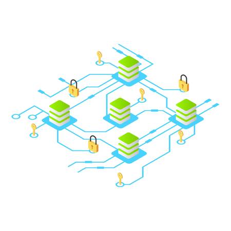Protection exchange icon. Isometric illustration of protection exchange vector icon for webのイラスト素材