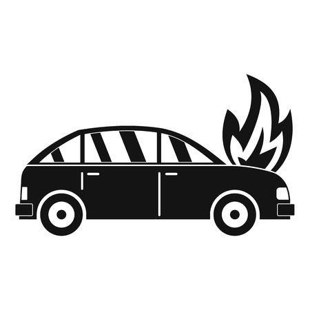 Burning car icon. Simple illustration of burning car vector icon for webのイラスト素材