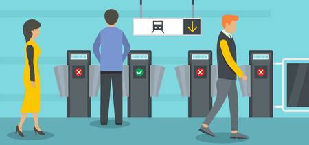 Subway entrance banner horizontal. Flat illustration of subway entrance vector banner horizontal for webのイラスト素材