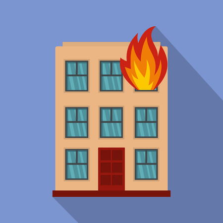 Burning house icon. Flat illustration of burning house vector icon for webのイラスト素材