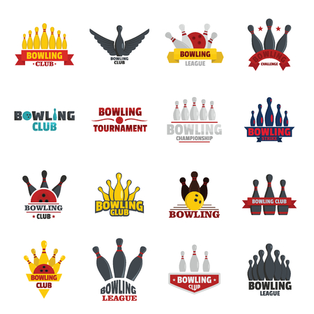 Bowling game icons set. Realistic illustration of 16 bowling game vector icons for webのイラスト素材
