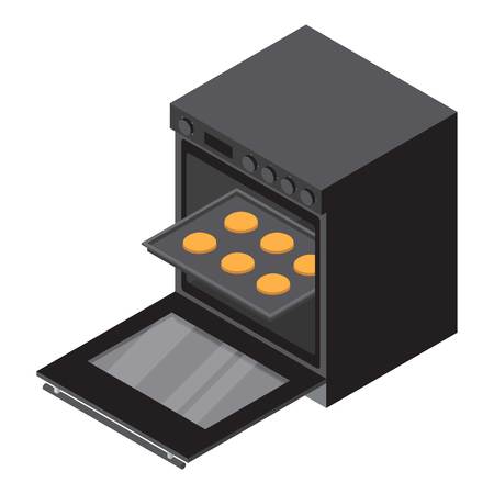 Gas oven icon. Isometric illustration of gas oven vector icon for webのイラスト素材