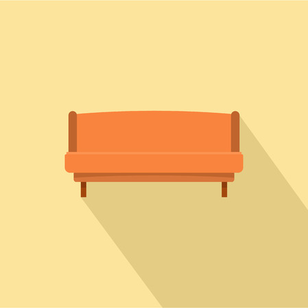 Orange small sofa icon. Flat illustration of orange small sofa vector icon for web designのイラスト素材