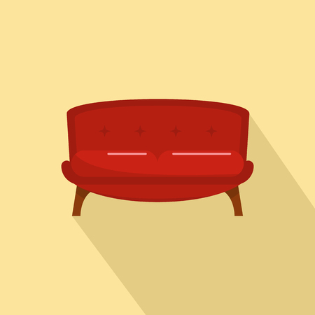 Red tuxedo sofa icon. Flat illustration of red tuxedo sofa vector icon for web designのイラスト素材