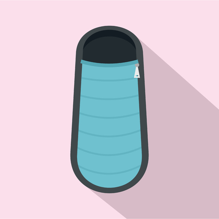 Blue sleep bag icon. Flat illustration of blue sleep bag vector icon for web designのイラスト素材