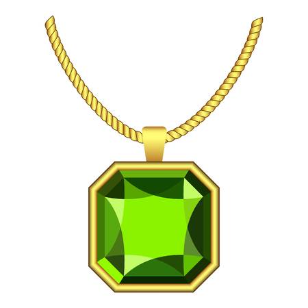 Peridot jewelry icon. Realistic illustration of peridot jewelry vector icon for web design isolated on white backgroundのイラスト素材
