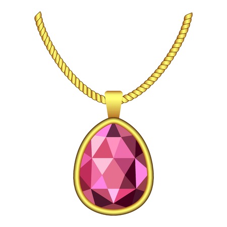 Garnet necklace jewelry icon. Realistic illustration of garnet necklace jewelry vector icon for web design isolated on white backgroundのイラスト素材
