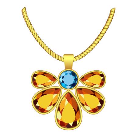 Yellow and blue topaz jewelry icon. Realistic illustration of yellow and blue topaz jewelry vector icon for web design isolated on white backgroundのイラスト素材