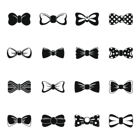 Bowtie ribbon man tuxedo icons set. Simple illustration of 16 bowtie ribbon man tuxedo vector icons for webのイラスト素材