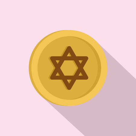 Jewish gold coin icon. Flat illustration of jewish gold coin vector icon for web designのイラスト素材
