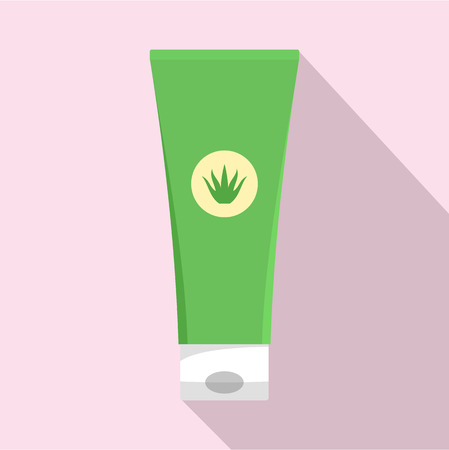 Aloe vera creme tube icon. Flat illustration of aloe vera creme tube vector icon for web designのイラスト素材