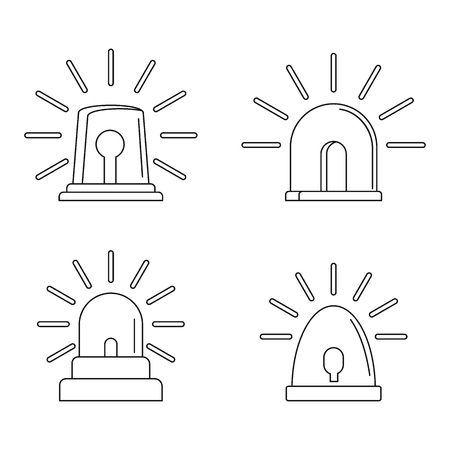 Flasher siren icons set. Outline illustration of 4 flasher siren icons for webのイラスト素材