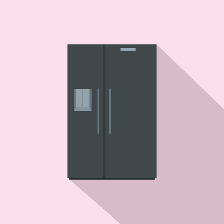 Black fridge icon. Flat illustration of black fridge vector icon for web designのイラスト素材