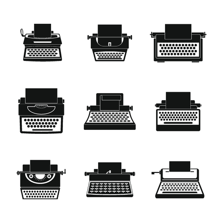 Typewriter machine keys old keyboard icons set. Simple illustration of 9 typewriter machine keys old keyboard vector icons for webのイラスト素材