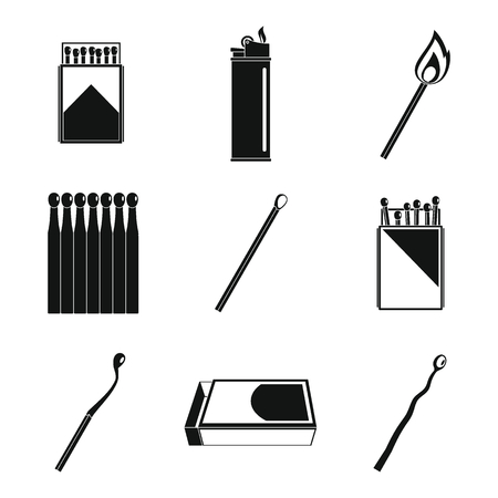 Safety match ignite burn icons set. Simple illustration of 9 safety match ignite burn vector icons for webのイラスト素材