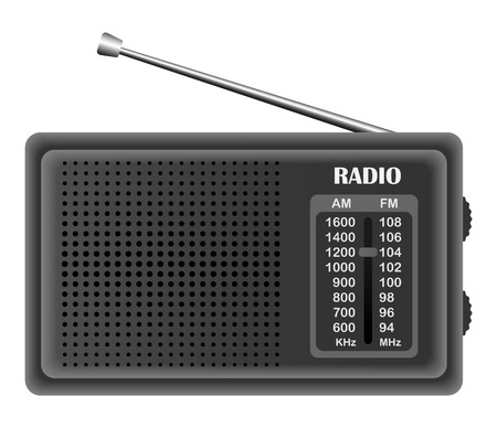 Modern fm radio mockup. Realistic illustration of modern fm radio vector mockup for web design isolated on white backgroundのイラスト素材