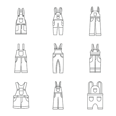 Overalls workwear icons set. Simple illustration of 9 overalls workwear vector icons for webのイラスト素材