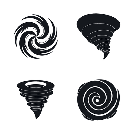 hurricane storm tornado damage icons set. Simple illustration of 4 hurricane storm tornado damage vector icons for webのイラスト素材