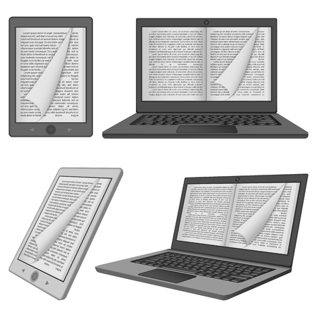E-learning training icons set. Flat illustration of 4 e-learning training vector icons for webのイラスト素材