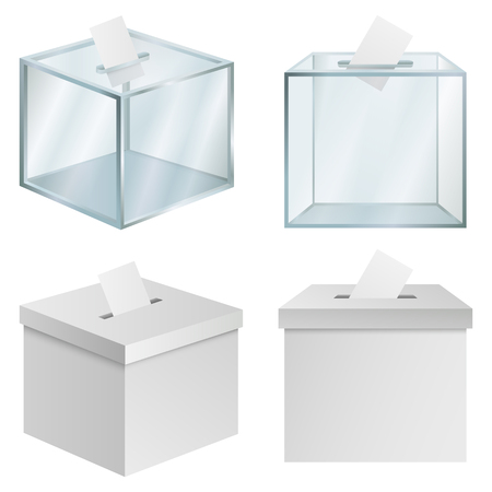 Ballot voting box democracy mockup set. Realistic illustration of 4 ballot voting box democracy mockups for webのイラスト素材