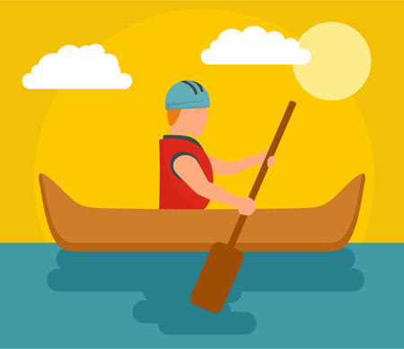One man rafting background. Flat illustration of one man rafting vector background for web designのイラスト素材