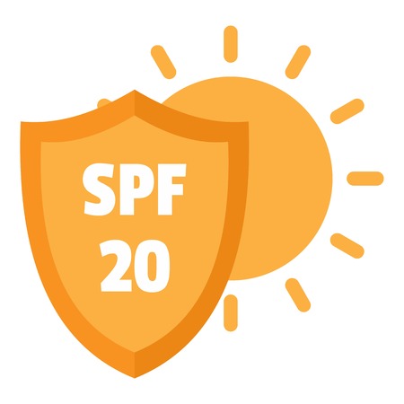 Spf 20 uv logo. Flat illustration of spf 20 uv vector logo for web designのイラスト素材