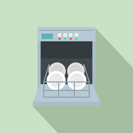 Open dishwasher icon. Flat illustration of open dishwasher vector icon for web designのイラスト素材