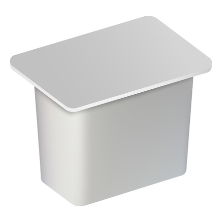 Traditional yogurt box mockup. Realistic illustration of traditional yogurt box vector mockup for web design isolated on white backgroundのイラスト素材