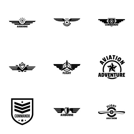 Military label icons set. Simple set of 9 military label vector icons for web isolated on white backgroundのイラスト素材
