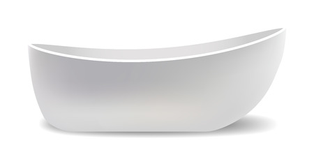 White bathtub mockup. Realistic illustration of white bathtub vector mockup for web design isolated on white backgroundのイラスト素材