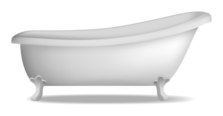 Vintage bathtub mockup. Realistic illustration of vintage bathtub vector mockup for web design isolated on white backgroundのイラスト素材
