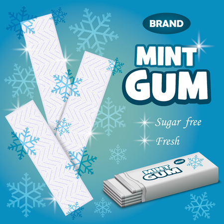 Brand mint gum concept background. Realistic illustration of brand mint gum vector concept background for web designのイラスト素材