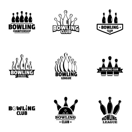 Bowling icons set. Simple set of 9 bowling vector icons for web isolated on white backgroundのイラスト素材