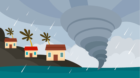 Tornado Hawaii island background. Flat illustration of tornado Hawaii island vector background for web designのイラスト素材