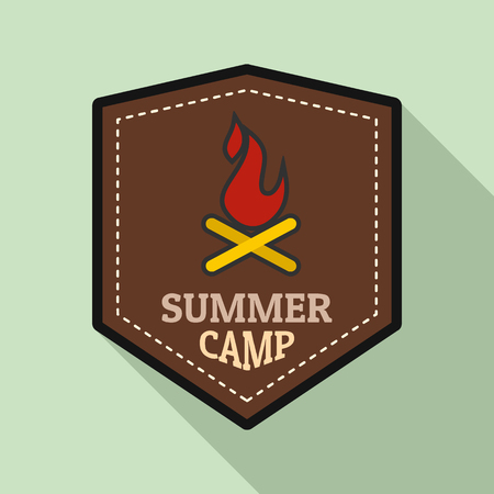 Summer fire camp logo. Flat illustration of summer fire camp vector logo for web designのイラスト素材
