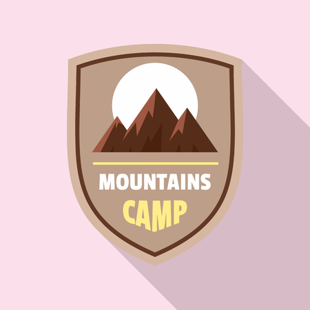 Mountains camp logo. Flat illustration of mountains camp vector logo for web designのイラスト素材